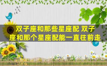 双子座和那些星座配 双子座和那个星座配能一直往前走